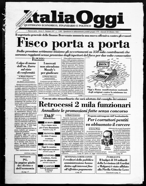 Italia oggi : quotidiano di economia finanza e politica